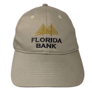 Florida Bank Strapback Hat Tan OSFA Adjustable Embroidered Vented Holes KC